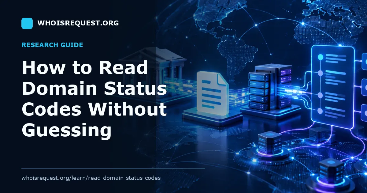 Illustrated research guide cover for How to Read Domain Status Codes Without Guessing